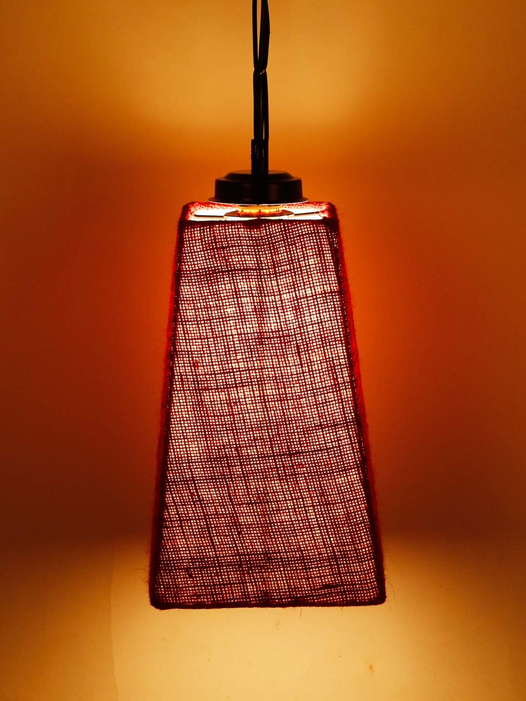 Maroon Jute Pyramid Hanging Lamp