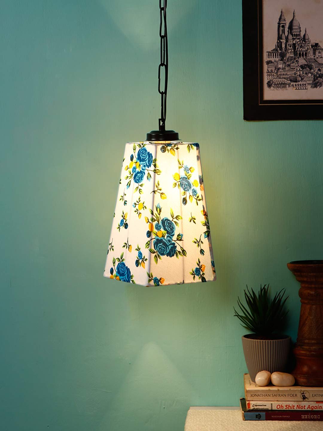Multicolor Cotton Pyramid Hanging Lamp