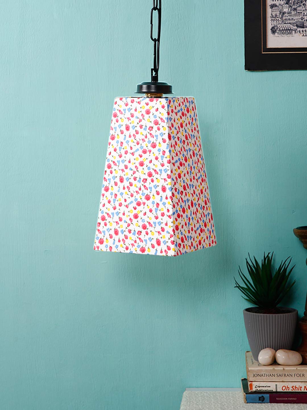 Multicolor Cotton Pyramid Hanging Lamp