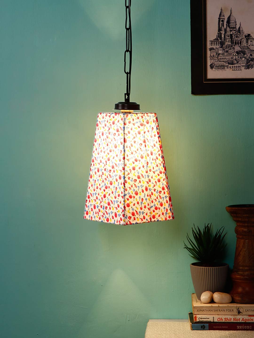 Multicolor Cotton Pyramid Hanging Lamp