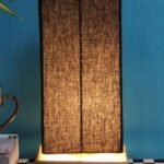 Black Cotton Shade with Square Wood Base