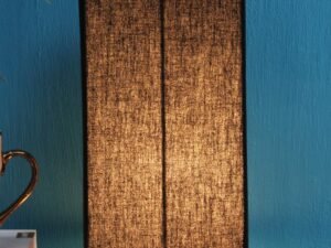 Black Cotton Shade with Square Wood Base