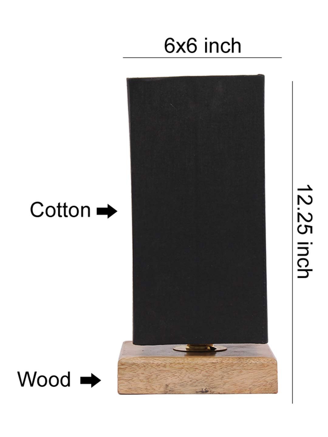 Black Cotton Shade with Square Wood Base