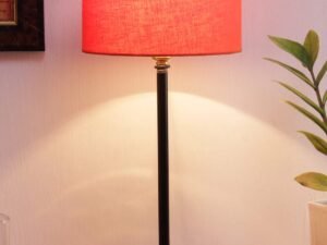 Orange Cotton Shade lamp with Black Base