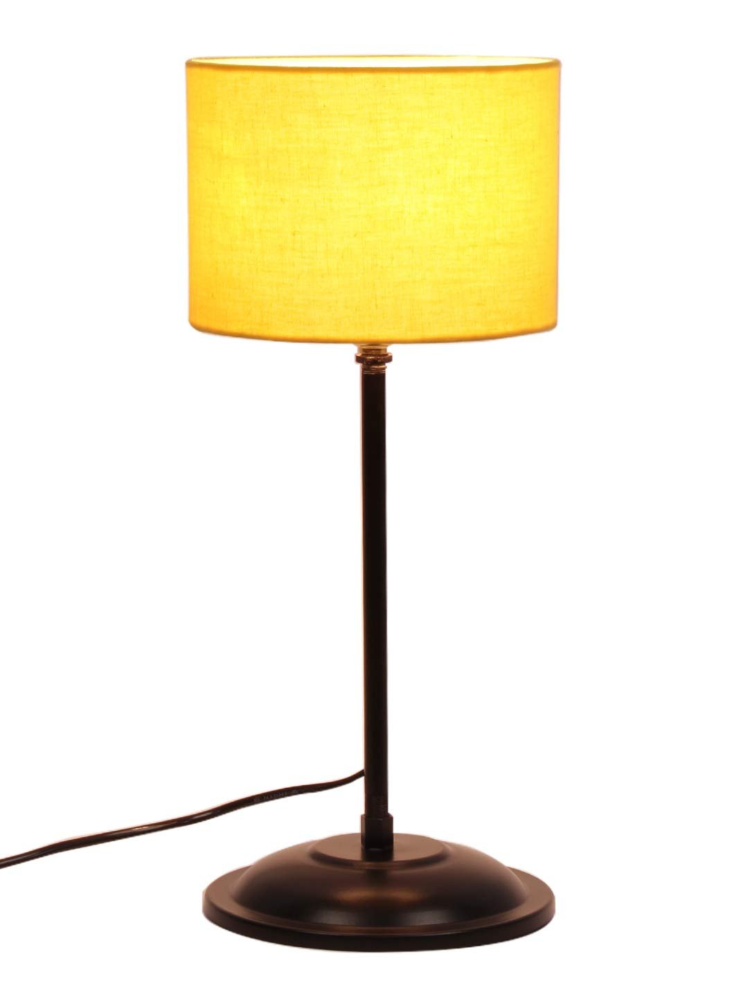 Yellow Cotton Shade lamp with Black Base