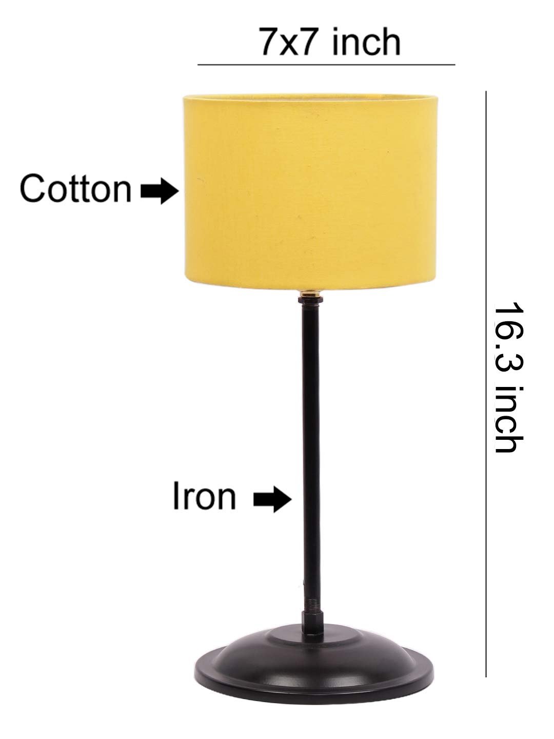 Yellow Cotton Shade lamp with Black Base