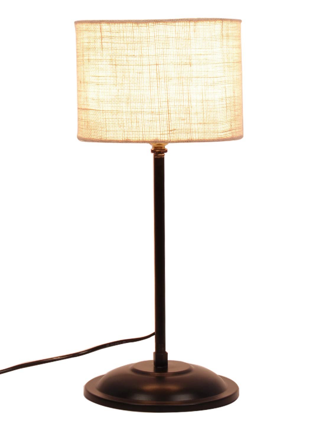 White Jute Shade lamp with Black Base