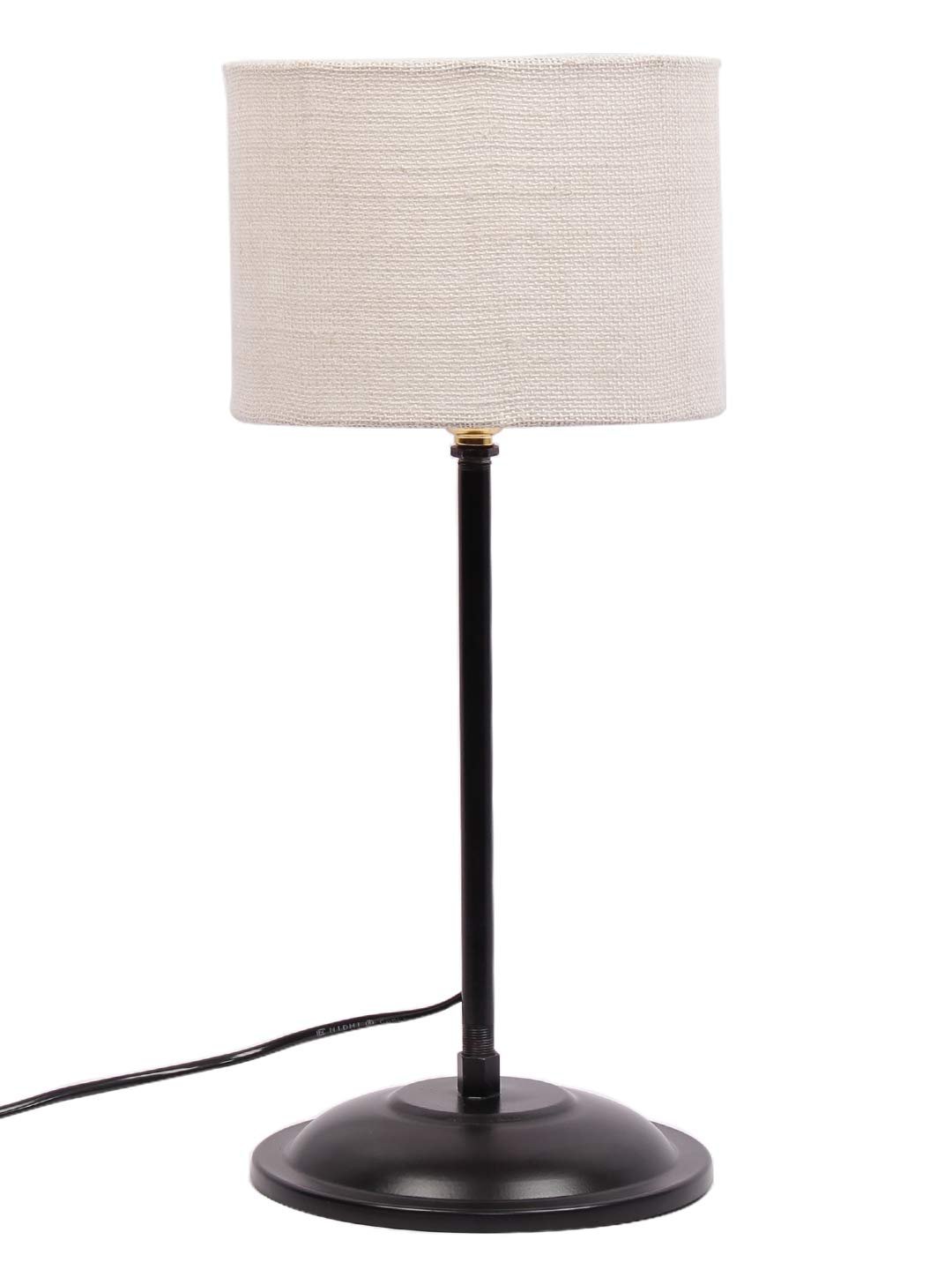 White Jute Shade lamp with Black Base