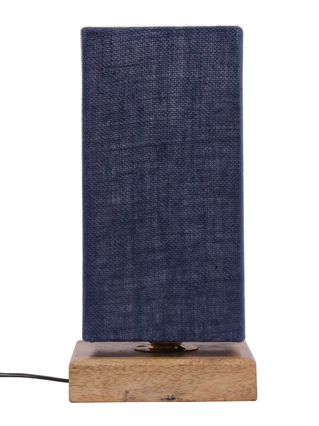 Blue Jute Shade with Square Wood Base