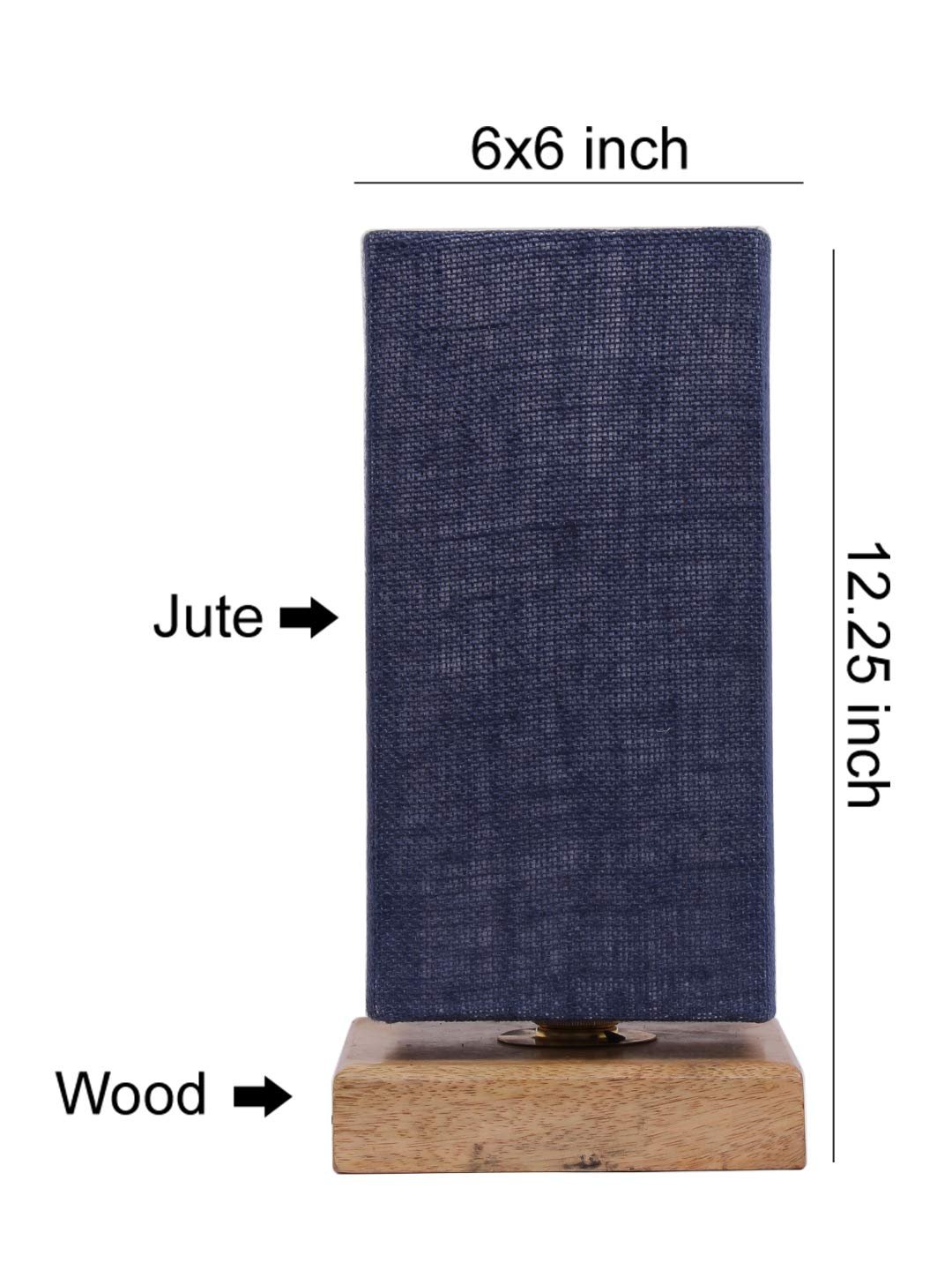 Blue Jute Shade with Square Wood Base