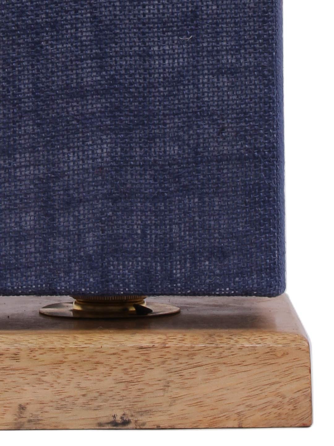 Blue Jute Shade with Square Wood Base