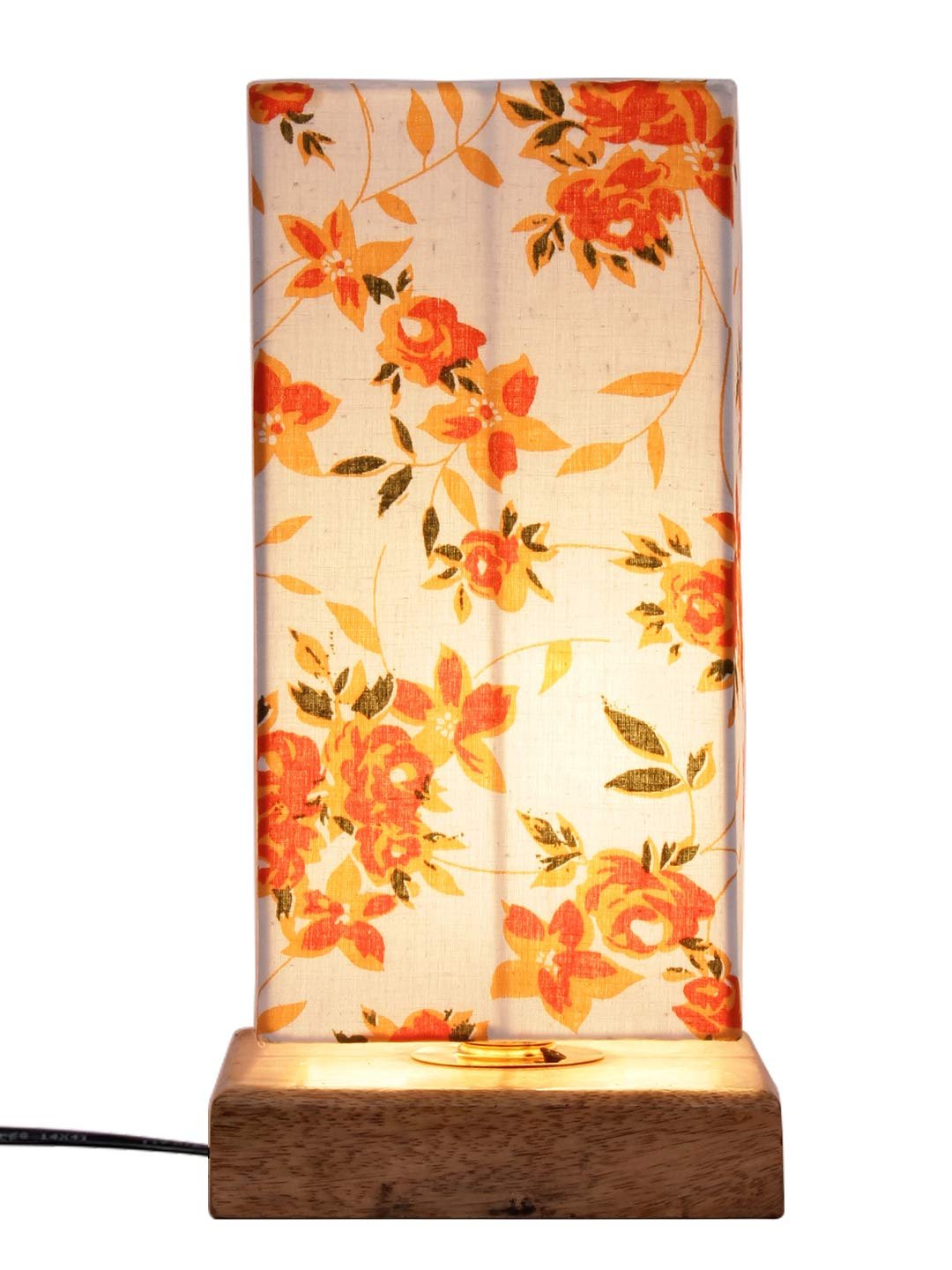 Multicolor Cotton Shade with Square Wood Base