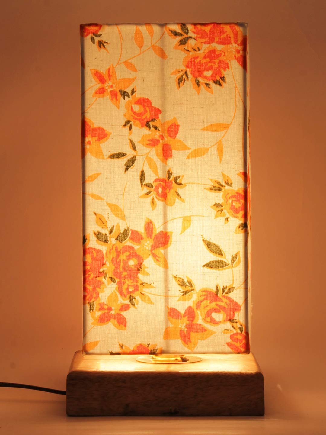 Multicolor Cotton Shade with Square Wood Base