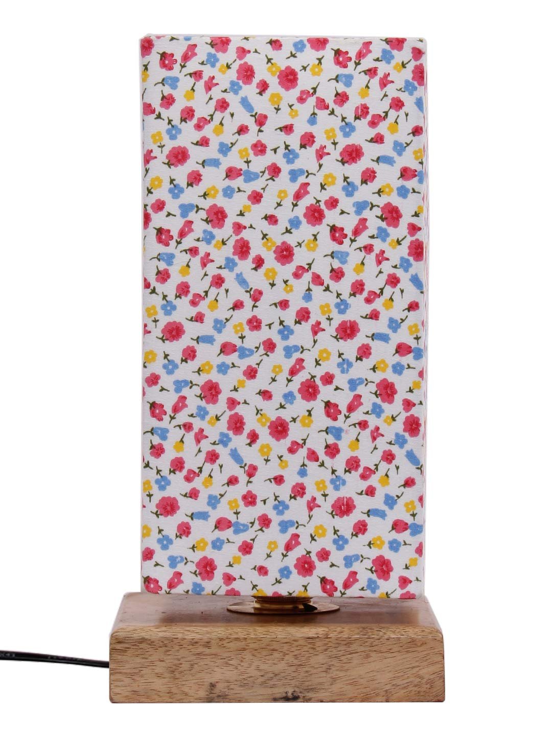 Multicolor Cotton Shade with Square Wood Base