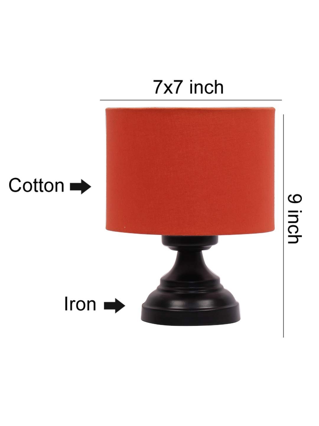 Orange Cotton Shade lamp with Black Base