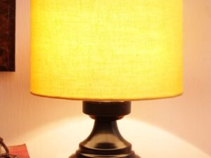 Yellow Cotton Shade lamp with Black Base