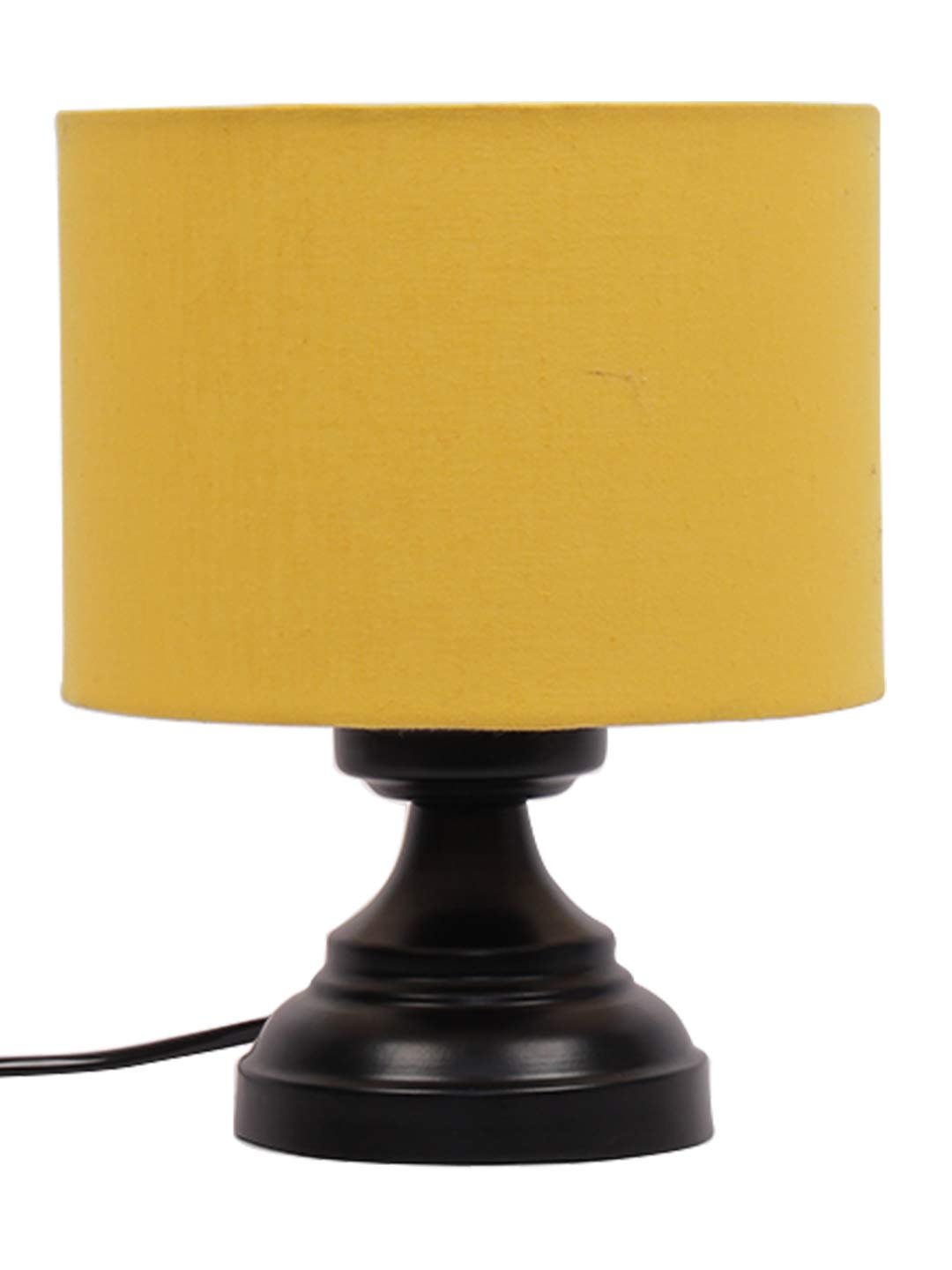 Yellow Cotton Shade lamp with Black Base