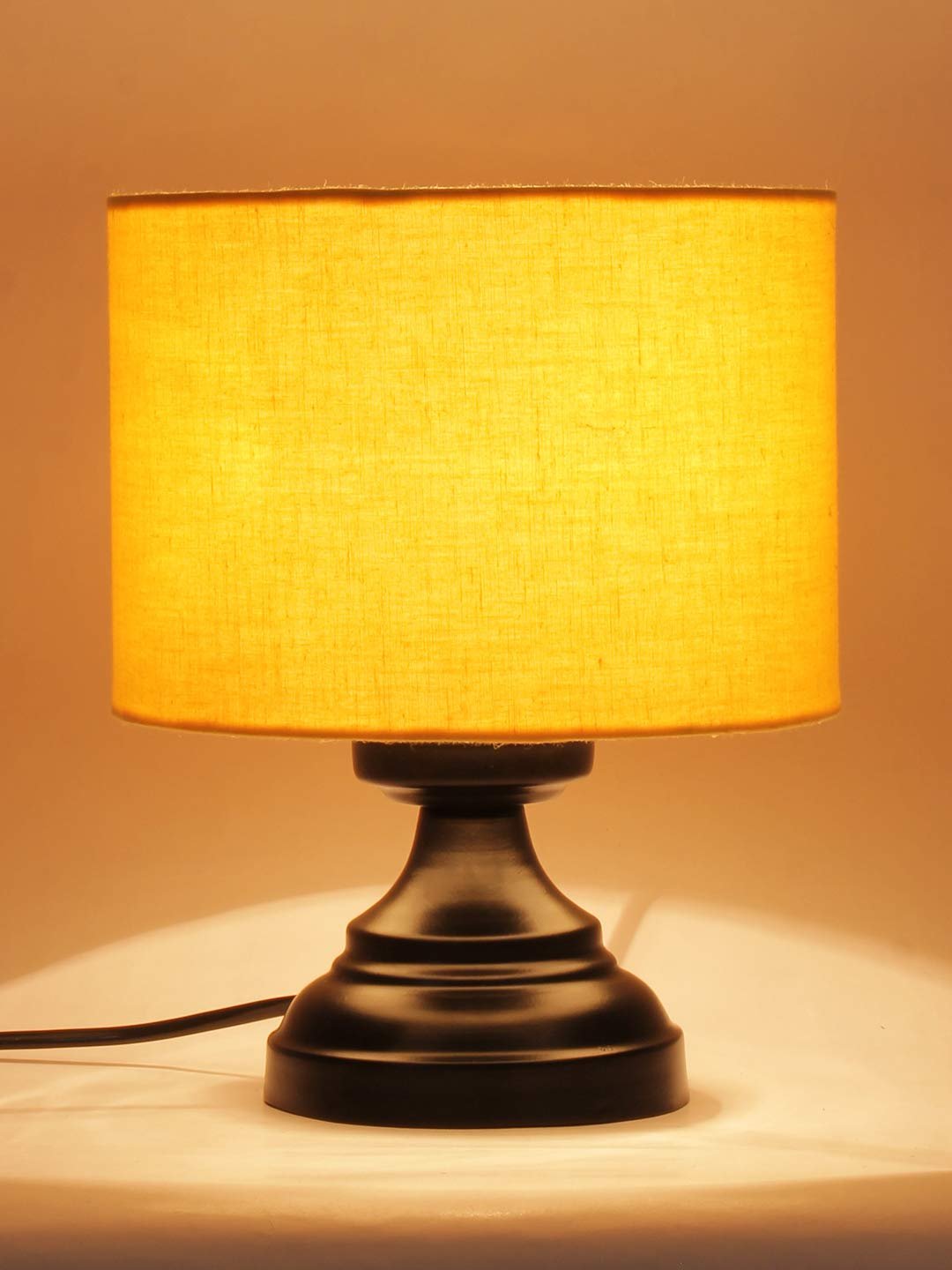 Yellow Cotton Shade lamp with Black Base
