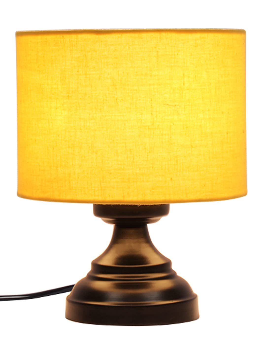 Yellow Cotton Shade lamp with Black Base