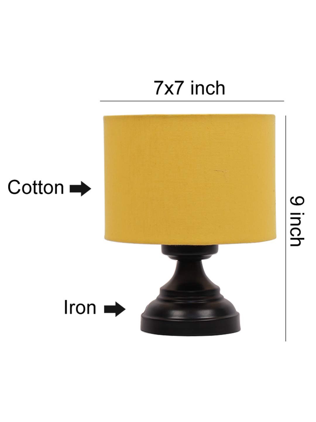 Yellow Cotton Shade lamp with Black Base