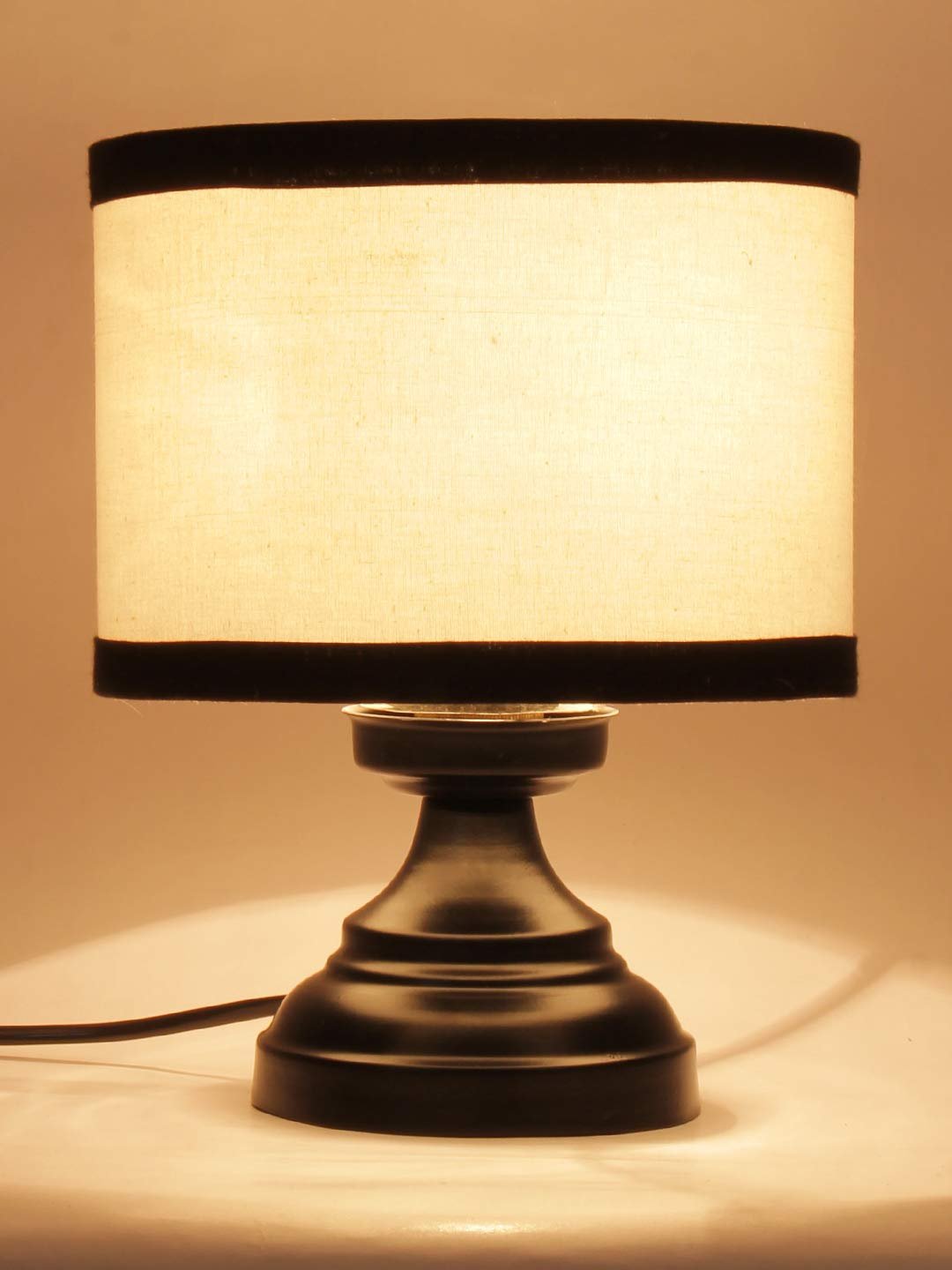 Multicolor Cotton Shade lamp with Black Base