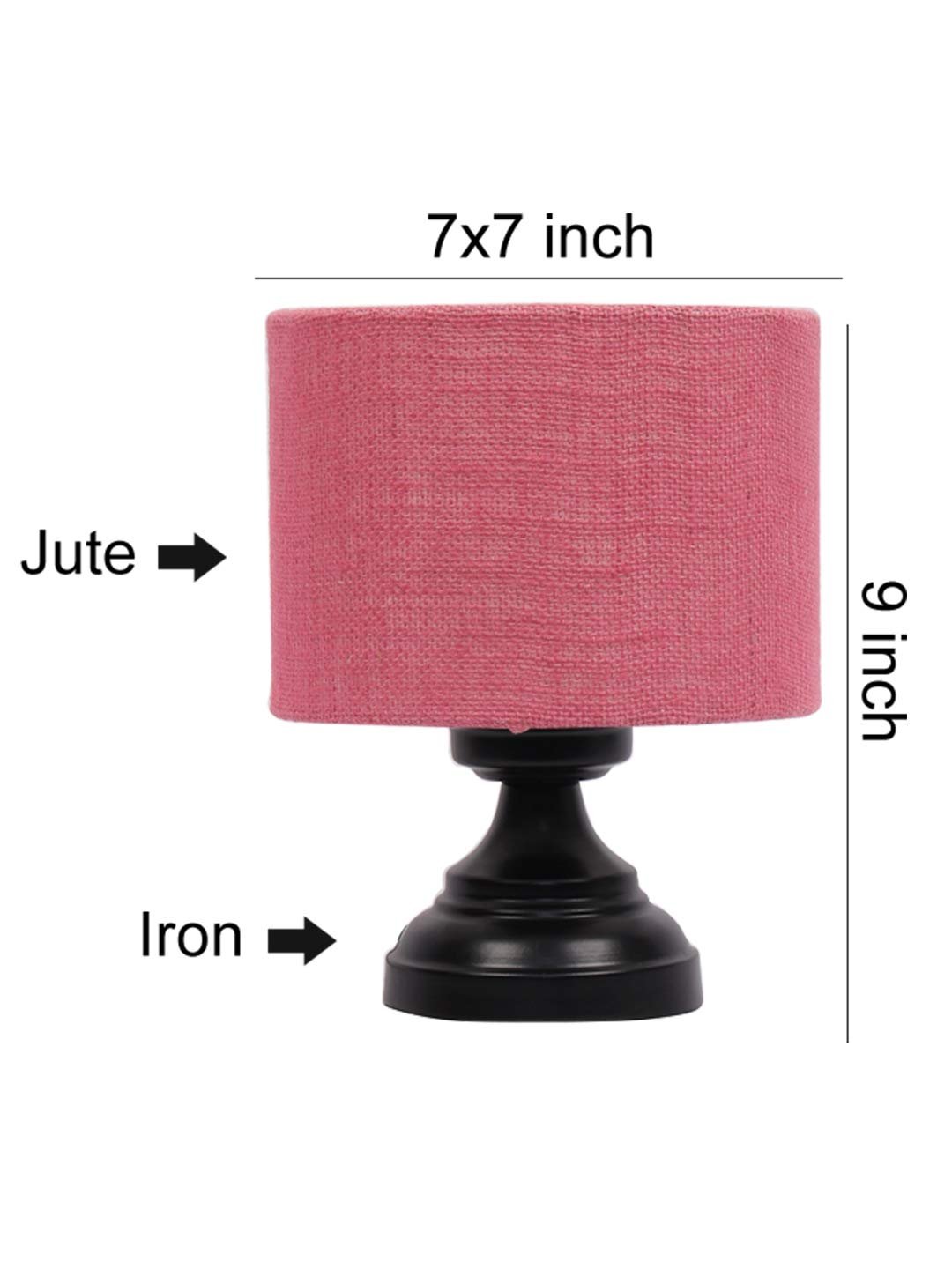 Pink Jute Shade lamp with Black Base