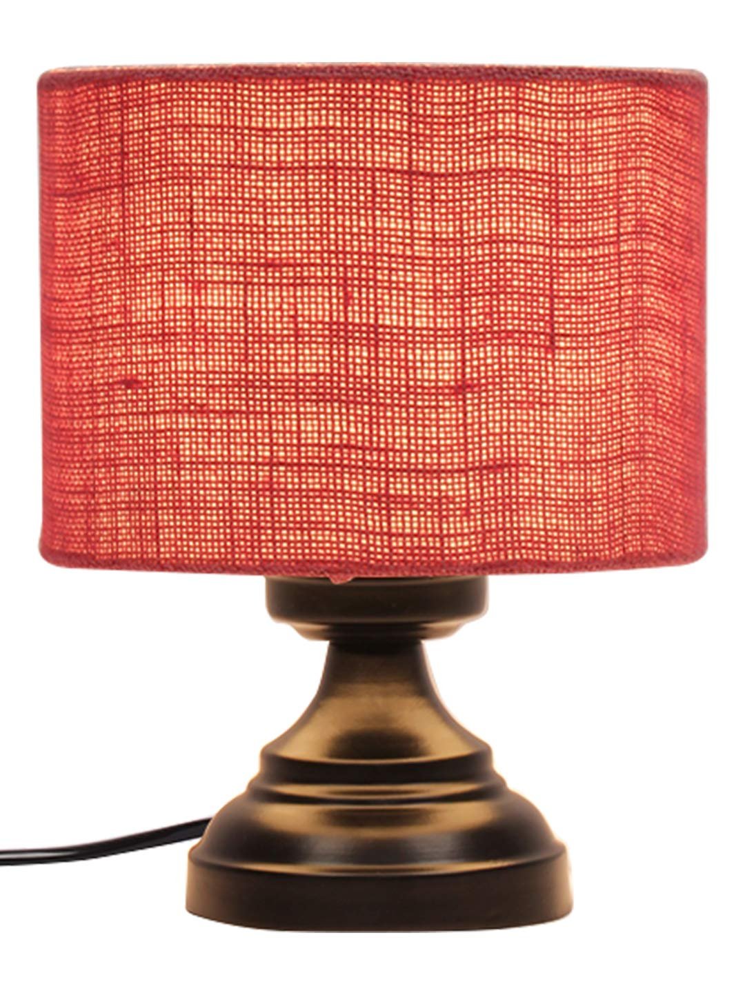 Pink Jute Shade lamp with Black Base