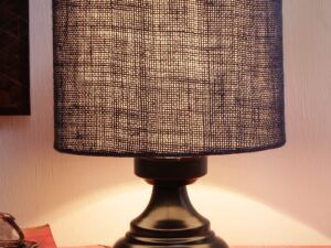 Blue Jute Shade lamp with Black Base