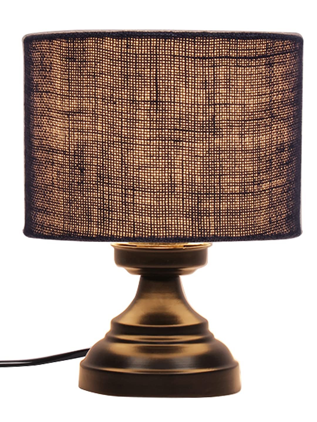 Blue Jute Shade lamp with Black Base