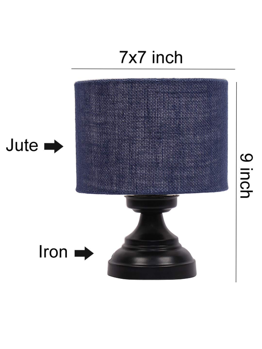 Blue Jute Shade lamp with Black Base