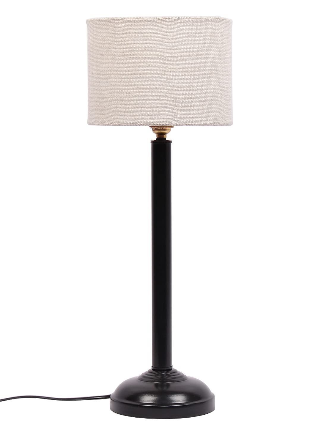 White Jute Shade lamp with Black Base