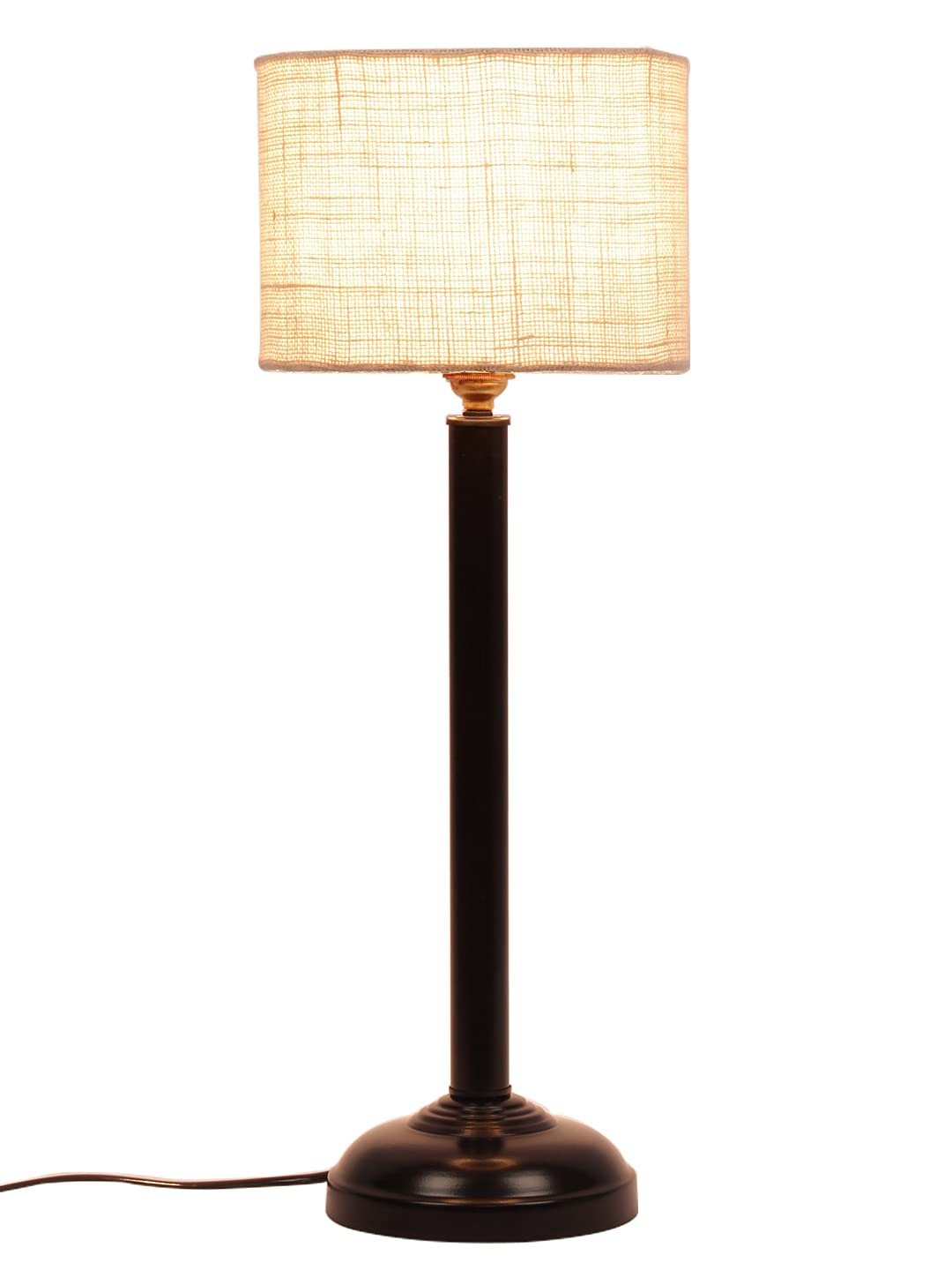 White Jute Shade lamp with Black Base