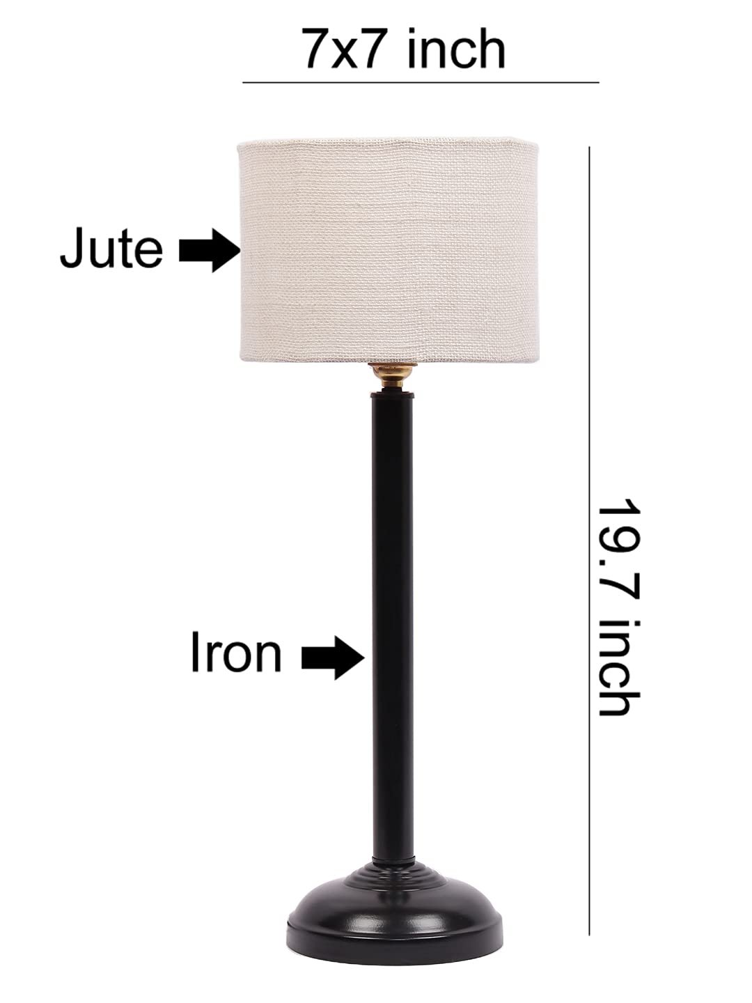 White Jute Shade lamp with Black Base