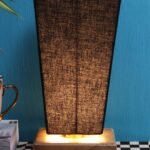 Black Pyramid Cotton Shade with Square Wood Base