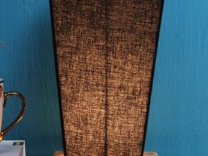 Black Pyramid Cotton Shade with Square Wood Base