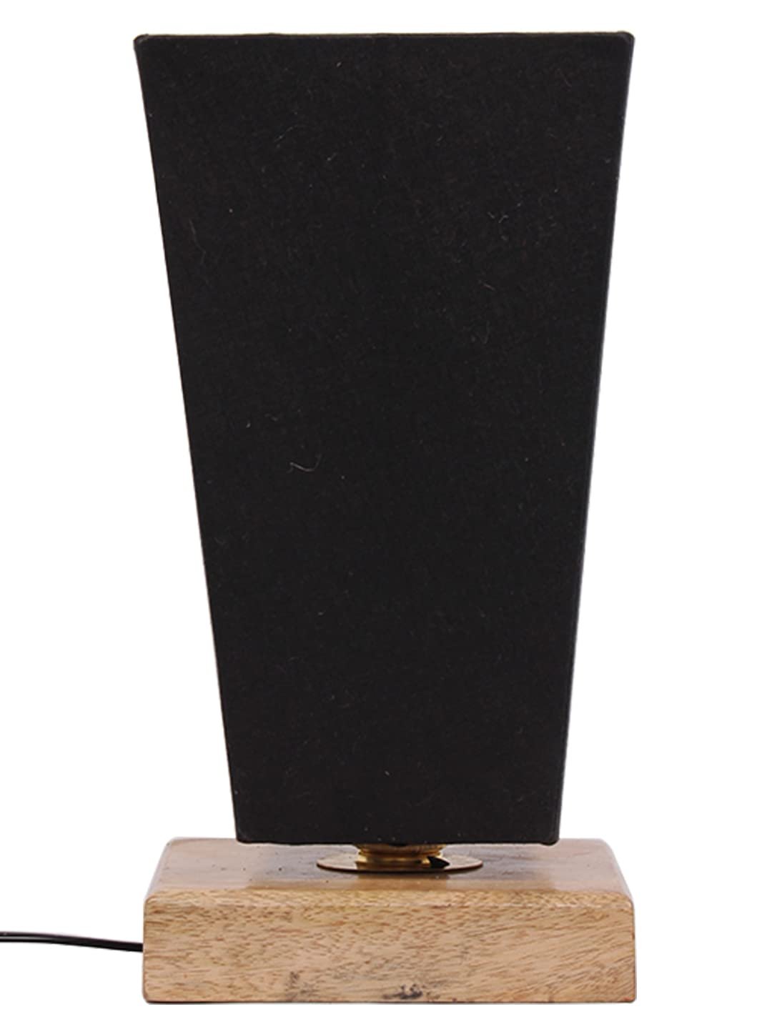 Black Pyramid Cotton Shade with Square Wood Base