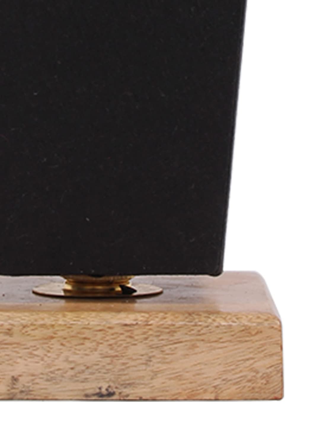 Black Pyramid Cotton Shade with Square Wood Base