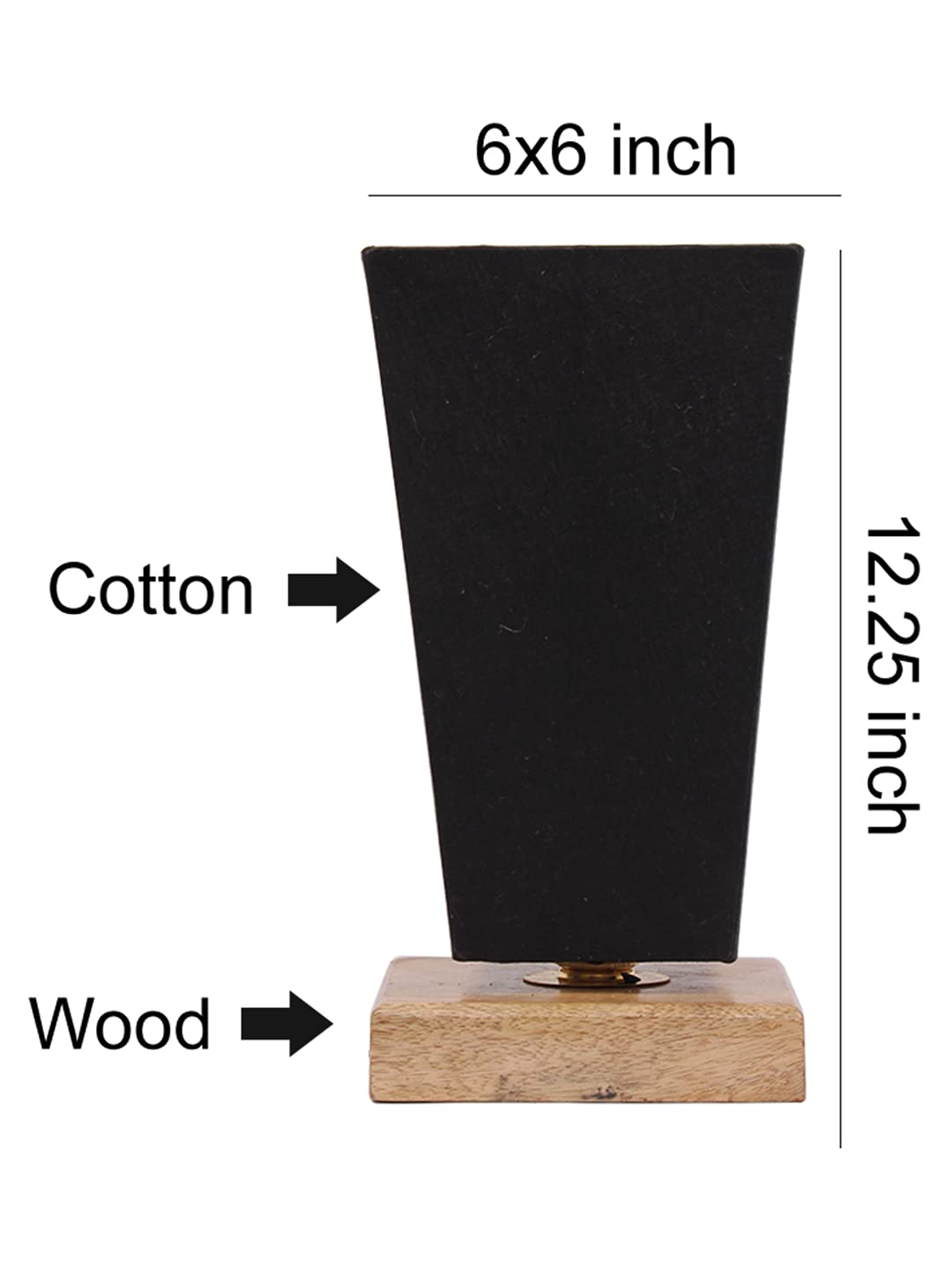 Black Pyramid Cotton Shade with Square Wood Base