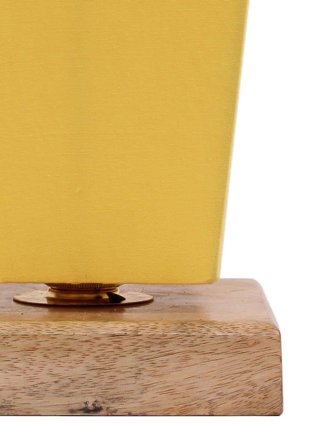 Yellow Pyramid Cotton Shade with Square Wood Base
