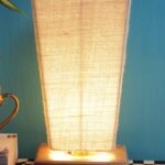 White Pyramid Jute Shade with Square Wood Base