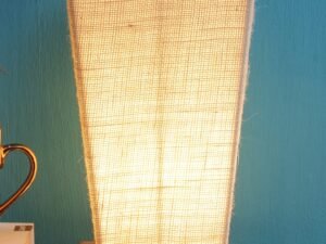 White Pyramid Jute Shade with Square Wood Base