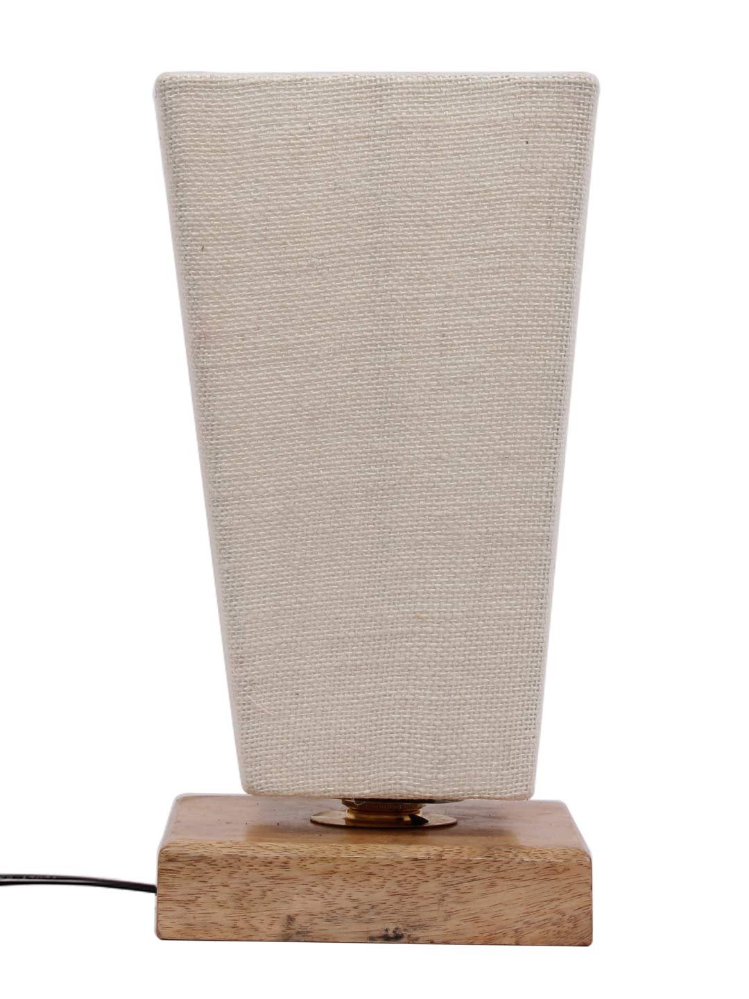 White Pyramid Jute Shade with Square Wood Base