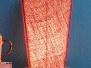 Pink Pyramid Jute Shade with Square Wood Base