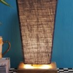 Blue Pyramid Jute Shade with Square Wood Base