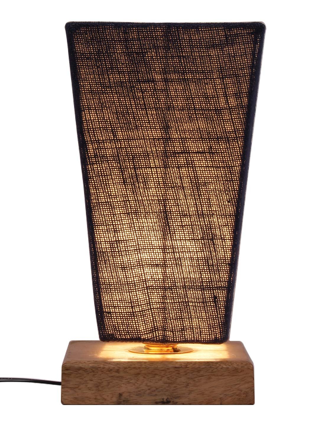 Blue Pyramid Jute Shade with Square Wood Base