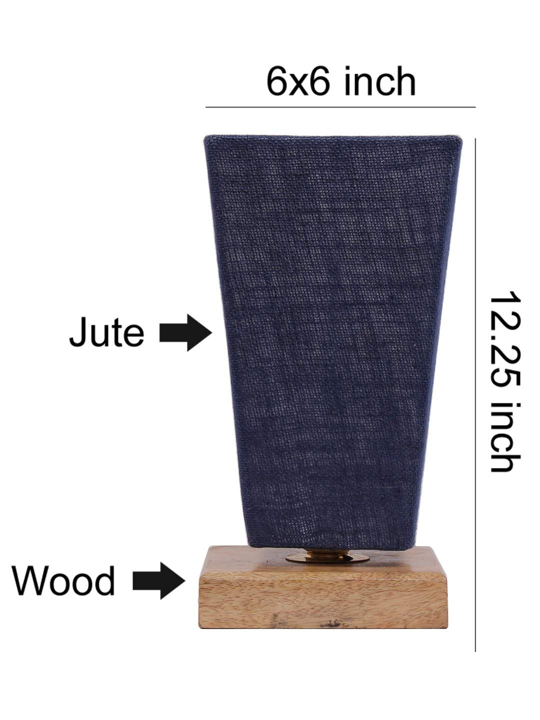 Blue Pyramid Jute Shade with Square Wood Base