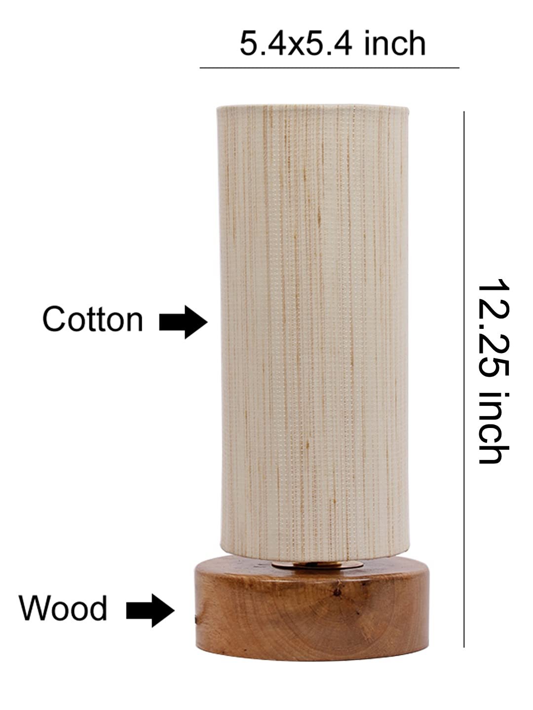 Off-White Cotton Shade with Round Wood Base
