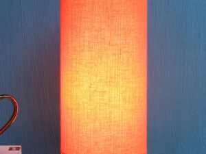 Orange Cotton Shade with Round Wood Base