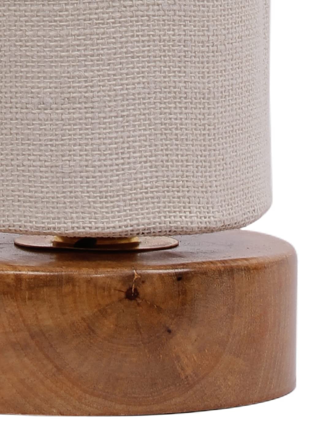 White Jute Shade with Round Wood Base