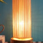 Round Bamboo Shade with Round Wood Base